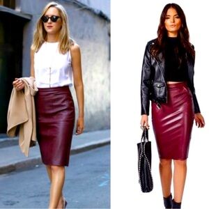 Faux leather pencil skirt